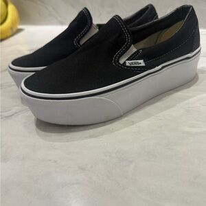 Vans Women's Black Slip-On Platform Shoes size 6